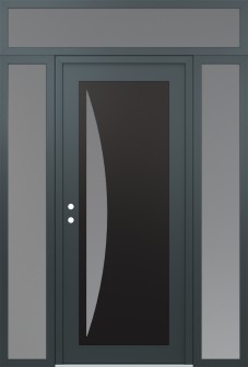 Diamond C13 60" x 96" anthracite/anthracite frosted Glass Panel black RHI with 2 Sidelites and Transom frosted Glass