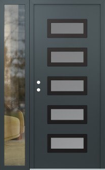 Diamond D1 48" x 80" anthracite/anthracite frosted Glass Panel black RHI with Sidelite clear Glass