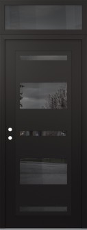 Diamond C10 36" x 96" black/black mirrored Glass Panel black RHI with Transom mirrored Glass