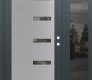 Modern Steel Front Door Diamond C8 50" x 80" anthracite/anthracite clear Glass Panel stainless steel LHI with Sidelite mirrored Glass