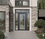 Diamond C16 68" x 96" anthracite/anthracite clear Glass Panel stainless steel LHI with 2 Sidelites and Transom clear Glass