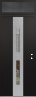 DIAMOND A6 36" X 96" BLACK/BLACK CLEAR GLASS PANEL STAINLESS STEEL LHI WITH TRANSOM MIRRORED GLASS