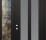 Modern Steel Front Door Diamond C14 50" x 96" black/white frosted Glass Panel black RHI with Sidelite and Transom clear Glass