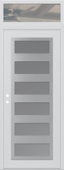 Diamond C9 36" x 96" white/white frosted Glass Panel stainless steel RHI with Transom clear Glass
