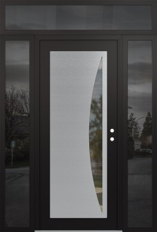Diamond C13 64" x 96" black/black clear Glass Panel stainless steel LHI with 2 Sidelites and Transom mirrored Glass