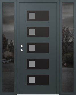 Diamond D2 64" x 80" anthracite/anthracite frosted Glass Panel black RHI with 2 Sidelites mirrored Glass