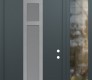 Modern Steel Front Door DIAMOND A9 50" X 96" ANTHRACITE/ANTHRACITE FROSTED GLASS PANEL STAINLESS STEEL LHI WITH SIDELITE AND TRANSOM CLEAR GLASS