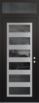 Diamond C9 36" x 96" black/black mirrored Glass Panel stainless steel LHI with Transom mirrored Glass