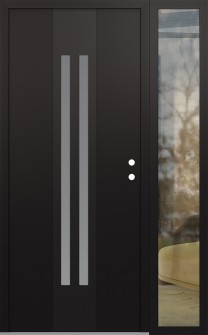 DIAMOND A8 48" X 80" BLACK/WHITE FROSTED GLASS PANEL BLACK LHI WITH SIDELITE CLEAR GLASS