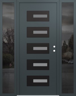 Diamond D6 64" x 80" anthracite/anthracite frosted Glass Panel black LHI with 2 Sidelites mirrored Glass