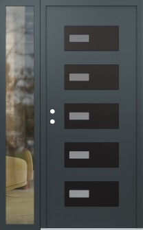 Diamond D7 50" x 80" anthracite/anthracite frosted Glass Panel black RHI with Sidelite clear Glass