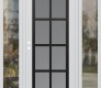 Modern Steel Front Door Diamond C16 64" x 80" white/white frosted Glass Panel black RHI with 2 Sidelites clear Glass