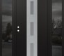 Modern Steel Front Door DIAMOND A7 60" X 80" BLACK/WHITE FROSTED GLASS PANEL STAINLESS STEEL RHI WITH 2 SIDELITES MIRRORED GLASS