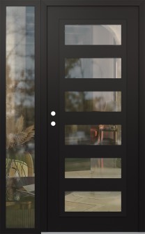 Diamond C9 52" x 80" black/black clear Glass Panel black RHI with Sidelite clear Glass