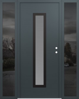 DIAMOND A11 68" X 80" ANTHRACITE/ANTHRACITE FROSTED GLASS PANEL BLACK LHI WITH 2 SIDELITES MIRRORED GLASS