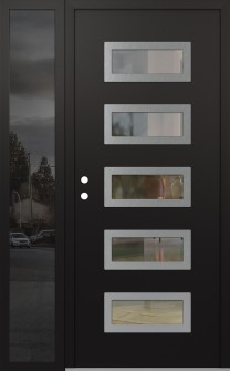 Diamond D1 48" x 80" black/black clear Glass Panel stainless steel RHI with Sidelite mirrored Glass