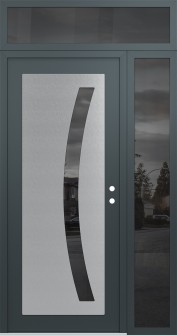 Diamond C4 48" x 96" anthracite/anthracite mirrored Glass Panel stainless steel LHI with Sidelite and Transom mirrored Glass