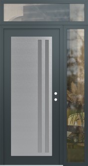Diamond C6 52" x 96" anthracite/anthracite frosted Glass Panel stainless steel LHI with Sidelite and Transom clear Glass