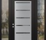 Modern Steel Front Door Diamond C11 64" x 96" black/black mirrored Glass Panel stainless steel RHI with 2 Sidelites and Transom clear Glass