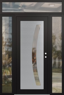 Diamond C4 64" x 96" black/black clear Glass Panel stainless steel LHI with 2 Sidelites and Transom clear Glass