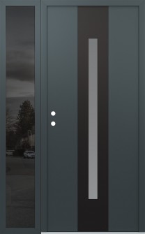 DIAMOND A2 50" X 80" ANTHRACITE/ANTHRACITE FROSTED GLASS PANEL BLACK RHI WITH SIDELITE MIRRORED GLASS