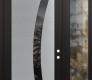 Modern Steel Front Door Diamond C4 52" x 96" black/black mirrored Glass Panel stainless steel LHI with Sidelite and Transom clear Glass