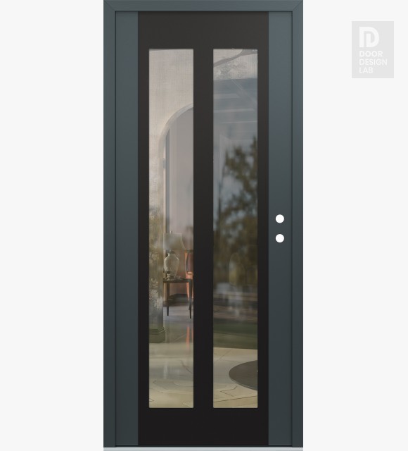 Modern Steel Front Door Diamond C14 36" x 80" anthracite/anthracite clear Glass Panel black LHI