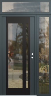 Diamond C15 50" x 96" anthracite/anthracite clear Glass Panel black LHI with Sidelite and Transom clear Glass