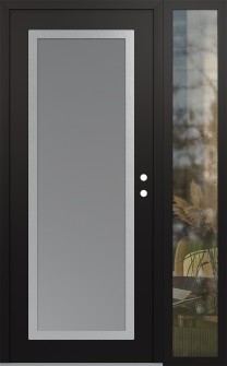 Diamond C1 48" x 80" black/white frosted Glass Panel stainless steel LHI with Sidelite clear Glass