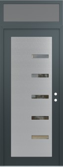 Diamond C8 36" x 96" anthracite/anthracite clear Glass Panel stainless steel LHI with Transom frosted Glass