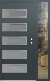 Diamond D3 48" x 80" anthracite/anthracite frosted Glass Panel stainless steel LHI with Sidelite clear Glass