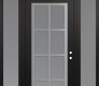 Modern Steel Front Door Diamond C16 64" x 96" black/white frosted Glass Panel stainless steel LHI with 2 Sidelites and Transom frosted Glass