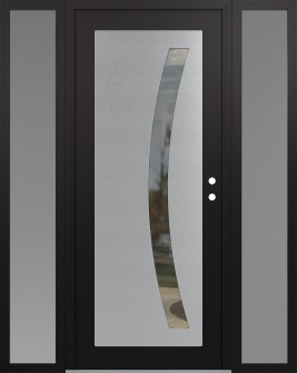 Diamond C4 60" x 80" black/black clear Glass Panel stainless steel LHI with 2 Sidelites frosted Glass