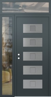 Diamond D8 50" x 96" anthracite/anthracite frosted Glass Panel stainless steel RHI with Sidelite and Transom clear Glass