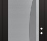Modern Steel Front Door Diamond C13 36" x 96" black/white frosted Glass Panel stainless steel LHI with Transom clear Glass