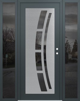 Diamond C12 60" x 80" anthracite/anthracite mirrored Glass Panel stainless steel LHI with 2 Sidelites mirrored Glass