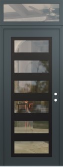 Diamond C9 36" x 96" anthracite/anthracite clear Glass Panel black LHI with Transom clear Glass