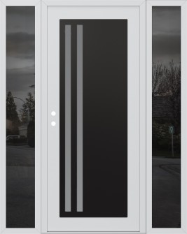 Diamond C6 68" x 80" white/white frosted Glass Panel black RHI with 2 Sidelites mirrored Glass