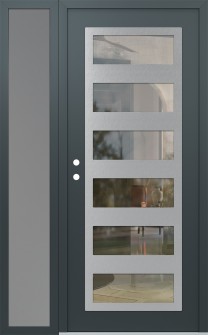Diamond C9 52" x 80" anthracite/anthracite clear Glass Panel stainless steel RHI with Sidelite frosted Glass