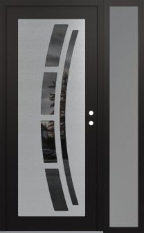 Diamond C12 48" x 80" black/black mirrored Glass Panel stainless steel LHI with Sidelite frosted Glass