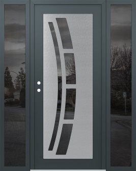 Diamond C12 60" x 80" anthracite/anthracite mirrored Glass Panel stainless steel RHI with 2 Sidelites mirrored Glass