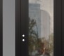 Modern Steel Front Door Diamond C1 50" x 96" black/black clear Glass Panel black RHI with Sidelite and Transom frosted Glass