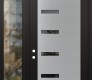 Modern Steel Front Door Diamond C8 50" x 96" black/black mirrored Glass Panel stainless steel RHI with Sidelite and Transom clear Glass