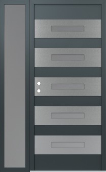 Diamond D9 52" x 80" anthracite/anthracite frosted Glass Panel stainless steel RHI with Sidelite frosted Glass