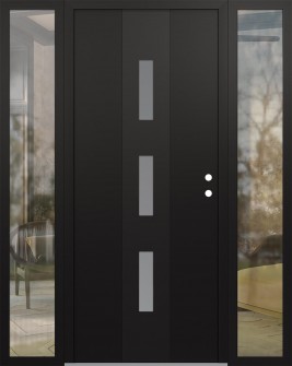 DIAMOND A7 60" X 80" BLACK/WHITE FROSTED GLASS PANEL BLACK LHI WITH 2 SIDELITES CLEAR GLASS