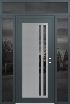 Diamond C6 68" x 96" anthracite/anthracite mirrored Glass Panel stainless steel LHI with 2 Sidelites and Transom mirrored Glass