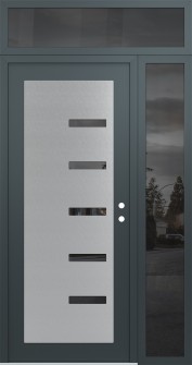 Diamond C8 52" x 96" anthracite/anthracite mirrored Glass Panel stainless steel LHI with Sidelite and Transom mirrored Glass