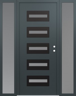 Diamond D4 68" x 80" anthracite/anthracite frosted Glass Panel black LHI with 2 Sidelites frosted Glass