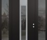 DIAMOND A1 60" X 96" BLACK/BLACK MIRRORED GLASS PANEL STAINLESS STEEL RHI WITH 2 SIDELITES AND TRANSOM MIRRORED GLASS