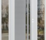Modern Steel Front Door Diamond C6 60" x 80" white/white clear Glass Panel stainless steel LHI with 2 Sidelites clear Glass